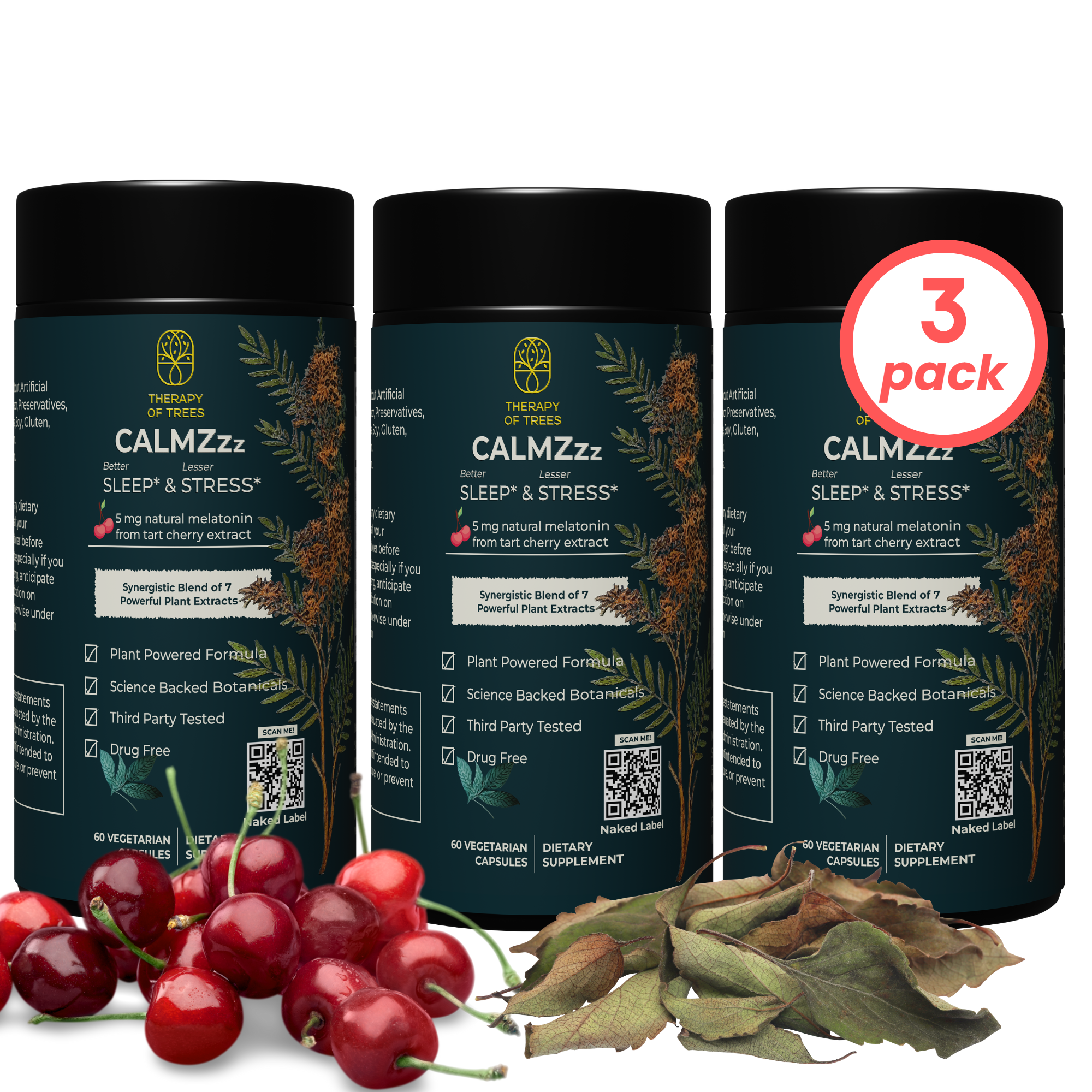 CALMZzz : Sleep Support and Stress Relief ; 100% Plant Based | Non Habit Forming (3- Pack)